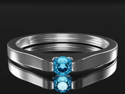 Ring with diamond 3D model Low-poly 3D model