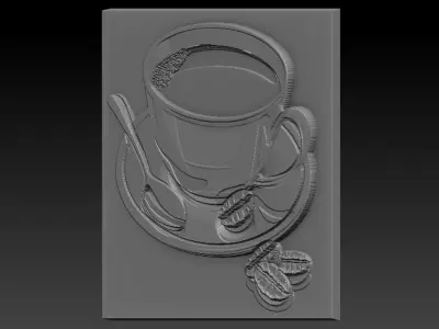 Coffee cup and saucer 3D print model