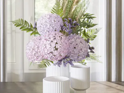 Flower Set 057 hydrangea and pampas 3D model