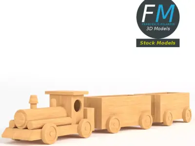 Wooden train toy 3D model