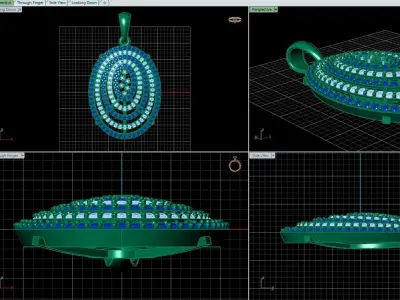 Pendant oval diamond 3D print model