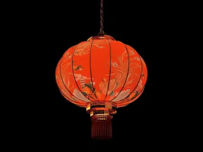 Chinese red lantern  Low-poly 3D model order
