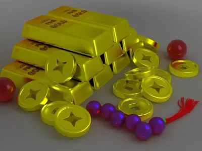 gold bar prices money bank luxury bullion square 3D model