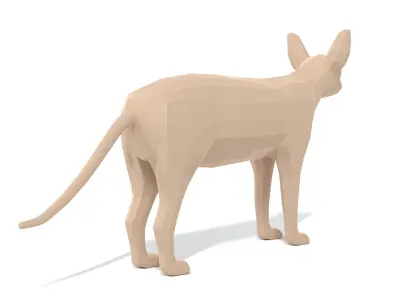 Low Poly Cartoon Sphynx Cat Low-poly 3D model