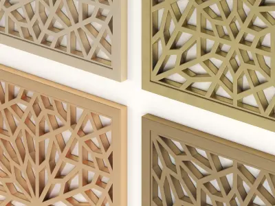 Arabic Islamic pattern decorative gold plaster 3D model