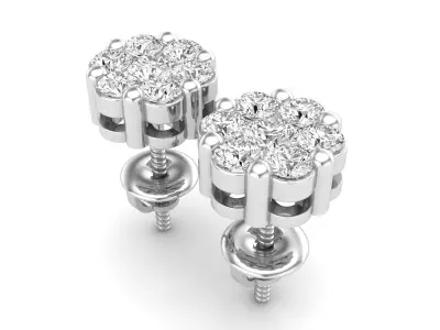 Diamond cluster earrings for woman 3D print model