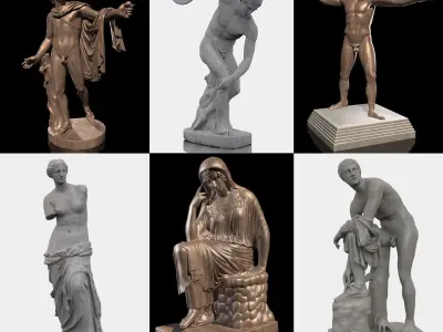 Pack of classical greek sculptures 3D model