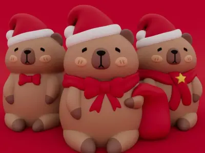 Christmas Special Kawaii Capybara Collection 3D print model