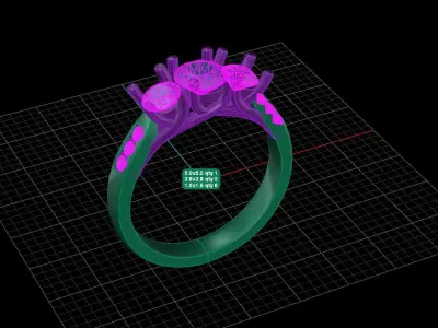 3 Gem comfort fit ring 3D print model