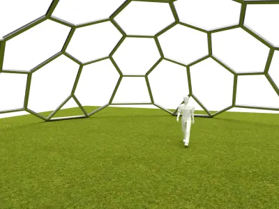 Dome hexagon pattern cover structure architecture engineering Low-poly 3D model