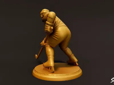 Golden Hockey Statue Low-poly 3D model