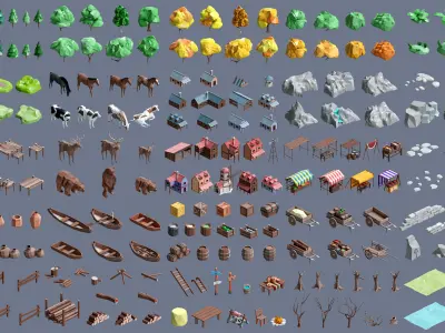 Village 2 Low-poly 3D model