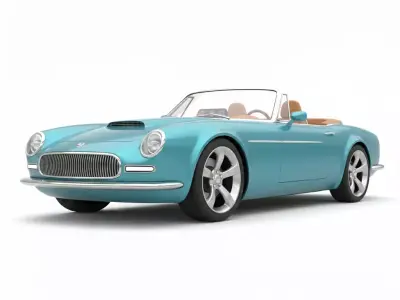 Classic Aqua Blue Convertible Sports Car Low-poly 3D model