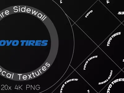 20x Toyo Tires tire sidewall 4K PNG decals Texture