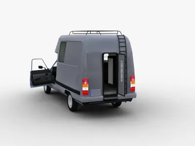 Camper with interior citroen c Low-poly 3D model