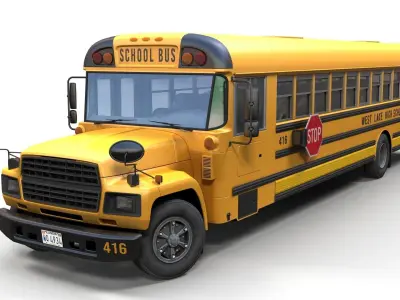 American generic school bus Low-poly 3D model