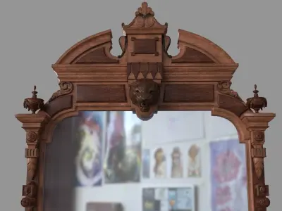Antique Wood Dressing Table 3D model