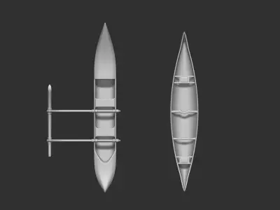 canoe girl and boys 3D print model