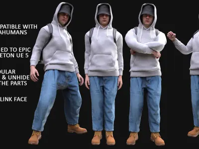 Man - Autumn 2 - Modular - Rigged Low-poly 3D model