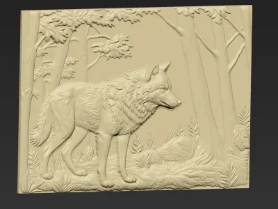 A Wolf in the Forest A118 3D print model