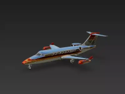 Retro Chrome Executive Jet 3D Model Low-poly 3D model
