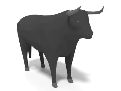 Low Poly Cartoon Bull Low-poly 3D model