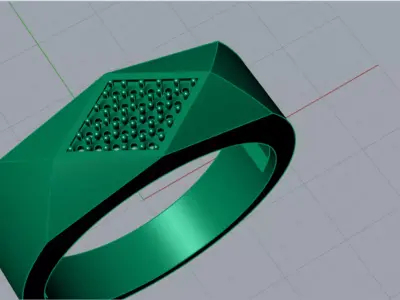 Man geometric design ring with blue gemstones model mr0237 3D print model