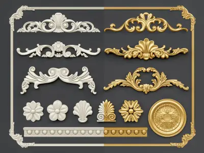 Classic carvings moldings and gypsum cornice 1  3D model