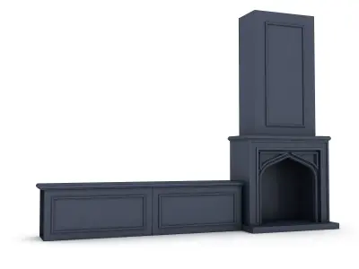 3D model fireplace tv unit Low-poly 3D model