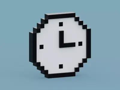 Voxel Black Clock Low-poly 3D model