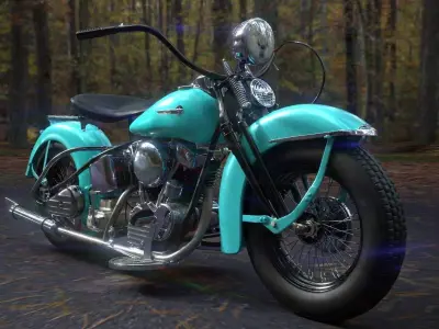 Oldschool Classic Motorcycle  Low-poly 3D model