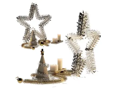 Decorative New Year set with tinsel 3D model
