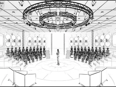 Virtual TV Studio Entertainment Set 3 3D model