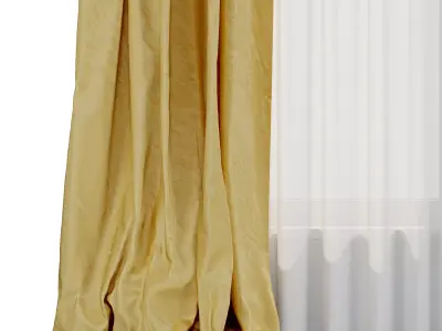 Curtain with rod 49 yellow curtain HBH  Low-poly 3D model