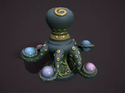 Octopus flowerpot Low-poly 3D model