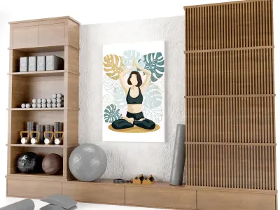 Home Gym Yoga Fitness Decoration Set 061   3D model