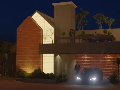 Rustic Charm Meets Modern Luxury The Exposed Brick Villa  3D model