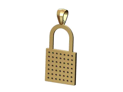 Iced diamond padlock pendant bail 3D print model