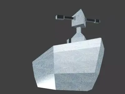 3D Boat with an Engine and Low Ploy Low-poly 3D model