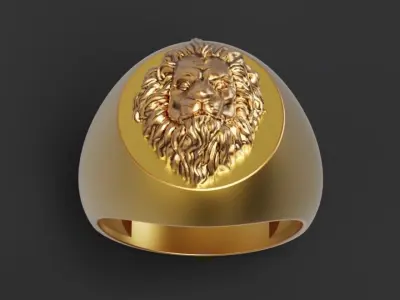 Fashion Lion  Man Ring Silver Gold  Print 3D print model