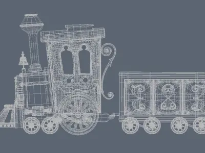 Carton train 3D model