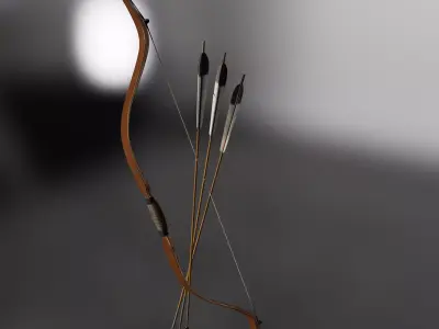 Traditional Manchu bow with rig 3D model
