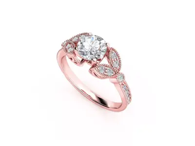 ZRP013 person engagement ring in rose gold 3D print model