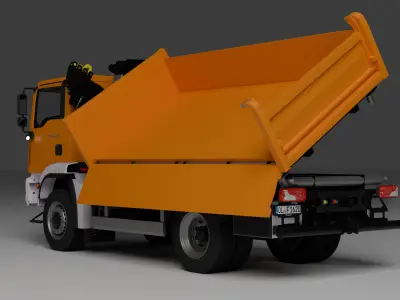 MAN TGM 18320 dump truck with crane 3D model