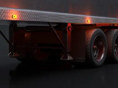 Semi Truck with Trailer Rigged C4D 3D model