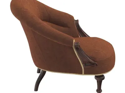 19th Century English Upholstered Tub Chair 3D model