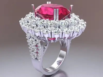 Gemstone rings - Oval stone ring - Diamond rings - N3850 3D print model