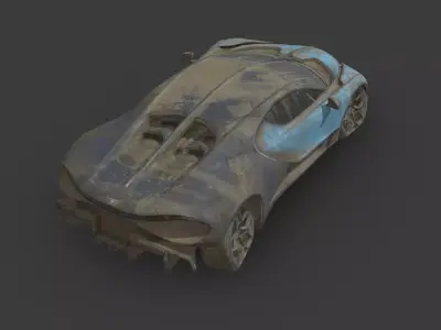 Abandoned Car - Bugatti Tourbillon Low-poly 3D model