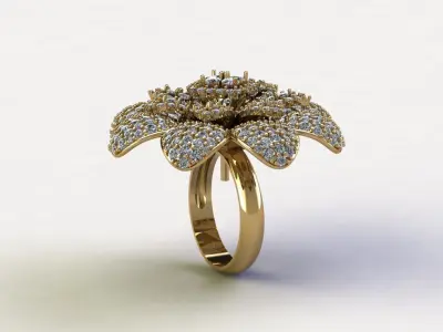 R123 women diamond ring 2021 with flower design 3D model