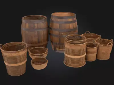 Barrels and Baskets  Everyday Storage of a Bygone Era 3D model